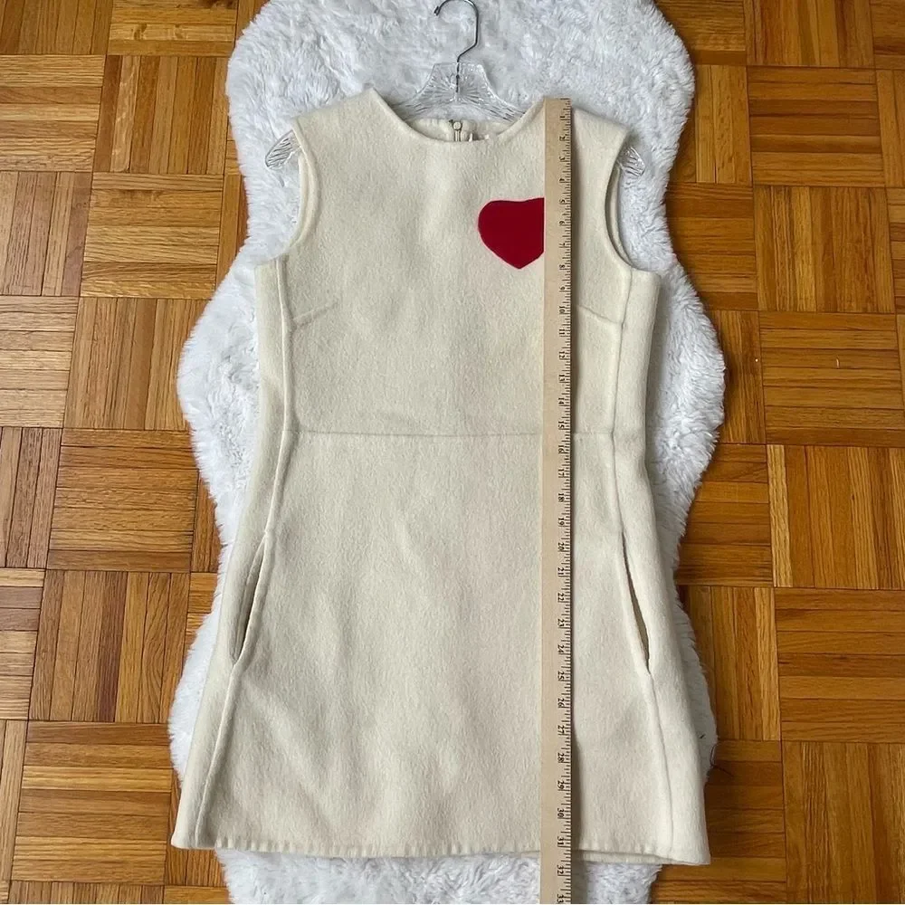VALENTINO Authentic  Heart Dress Wool Cashmere Silk White Size S‎ Italy